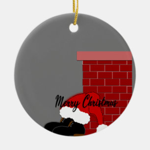 santa shoes chimney ceramic ornament