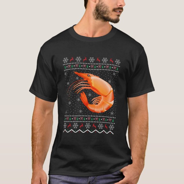 Santa Shrimp Fish Ugly Shrimp T-Shirt (Front)