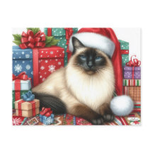Santa Siamese Cat Christmas Holiday 