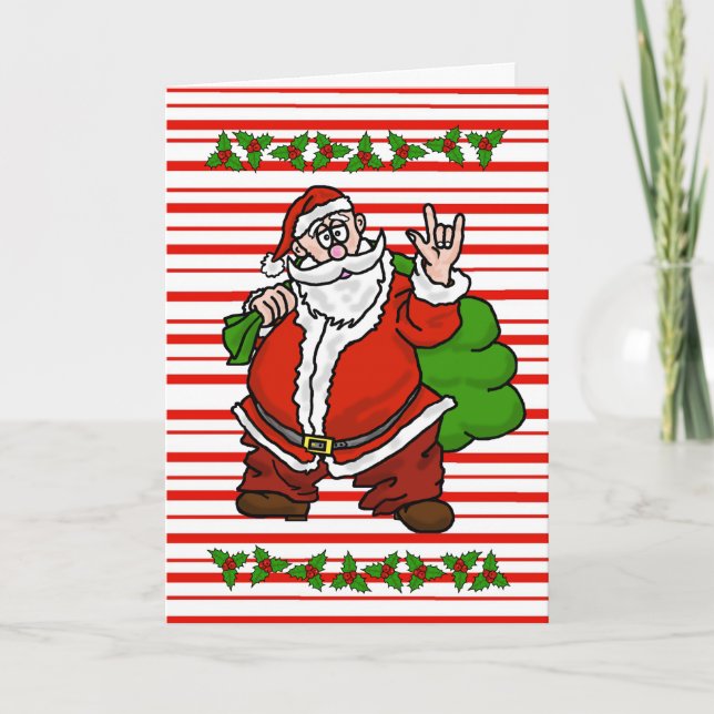 Santa Sign Language I Love You Christmas Card (Front)