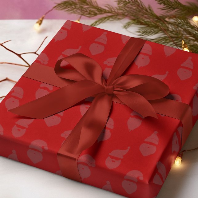 Santa Silhouette Modern Monotone Red Christmas Wrapping Paper (Creator Uploaded)
