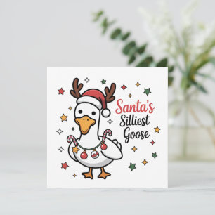 Santa Silly Goose Christmas Duck Funny Cute  Holiday Card