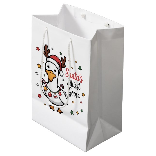 Santa Silly Goose Christmas Duck Funny Cute  Medium Gift Bag (Front Angled)