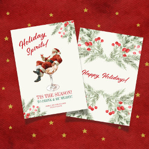 Santa Sitting Martini Glass Holiday Invitation