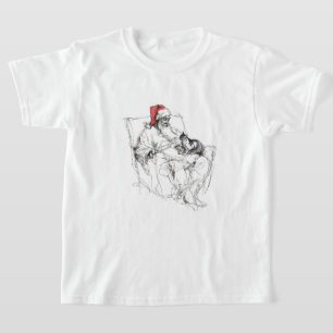 Santa Sitting with Cat on Lap T-Shirt