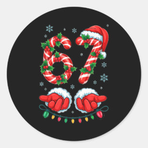 Santa Six Seven 67 Meme Christmas 67 Candy Cane Ki Classic Round Sticker
