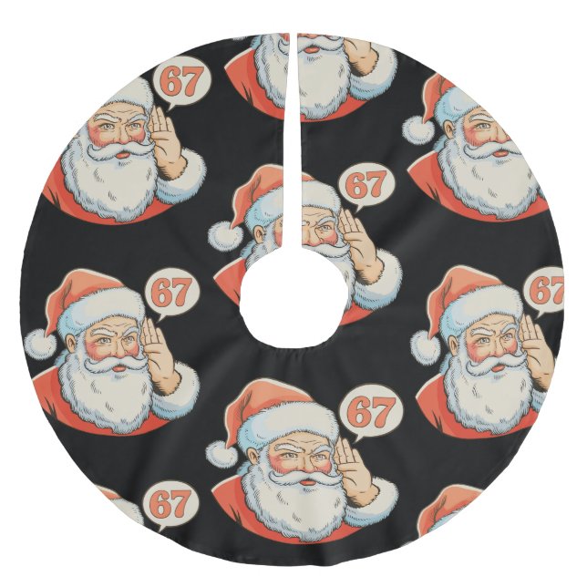 Santa Six Seven 6 7 67 Christmas Funny Xmas Meme Brushed Polyester Tree Skirt (Front)