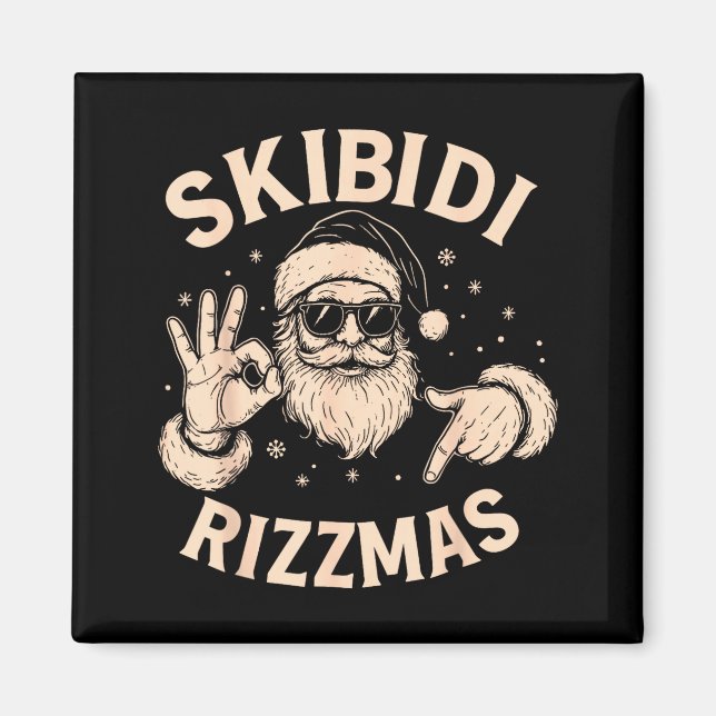 Santa Six Seven Meme 67 Hands Sign Rizz Skibidi Ri Magnet (Front)