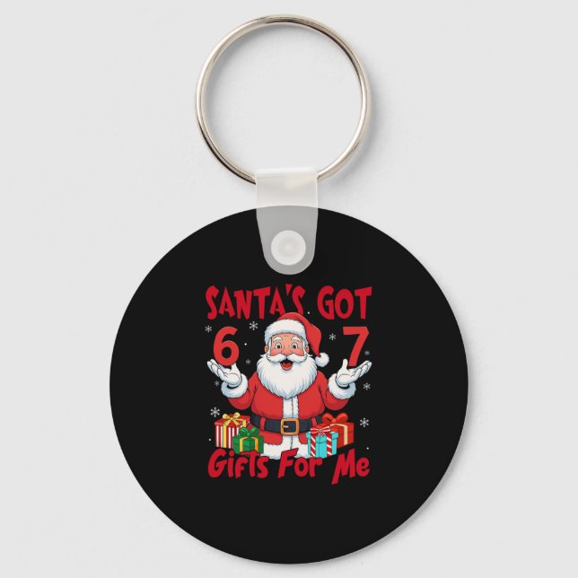 Santa Six Seven Meme Christmas Gen Z Meme  Key Ring (Front)