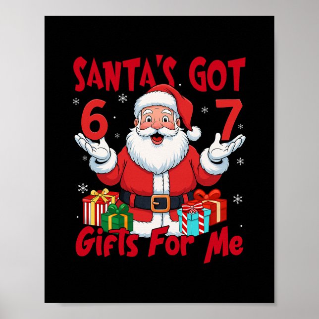 Santa Six Seven Meme Christmas Gen Z Meme  Poster (Front)