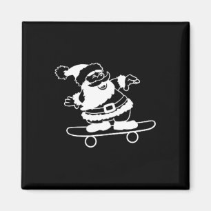 Santa Skateboard Christmas Pajama X-mas Skateboard Magnet