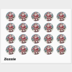 Santa Skater Classic Round Sticker