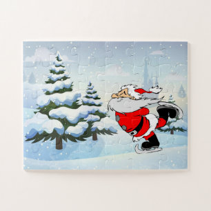 Santa Skating At The North Pole Jigsaw Puzzle