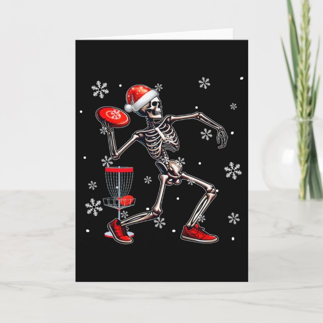 Santa Skeleton Playing Disc Golf Christmas Player  Card (Front)
