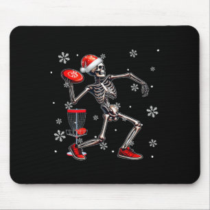 Santa Skeleton Playing Disc Golf Christmas Player Mouse Pad