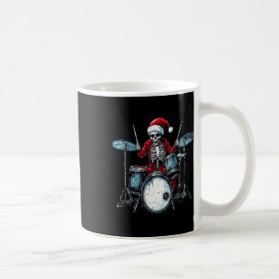 Santa Skeleton Playing Drum Drummer Percussionist  Coffee Mug