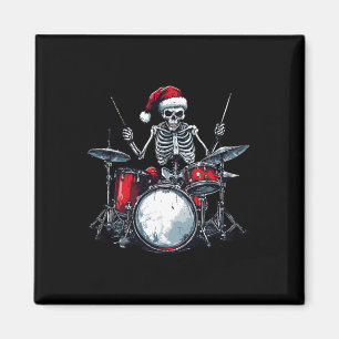 Santa Skeleton Playing Drum Percussionist Drummer Magnet
