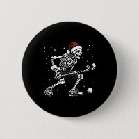 Santa Skeleton Playing Field Hockey Funny Xmas Chr