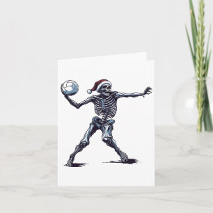 Santa Skeleton Playing Volleyball Halloween Christ Card