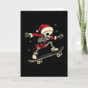 Santa Skeleton Skateboarding Boys Kids Skater Chri Card