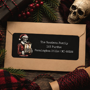 Santa Skeleton Spooky Christmas Return Address Label
