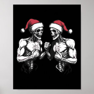 Santa Skeleton Wrestling Wrestler Halloween Christ Poster
