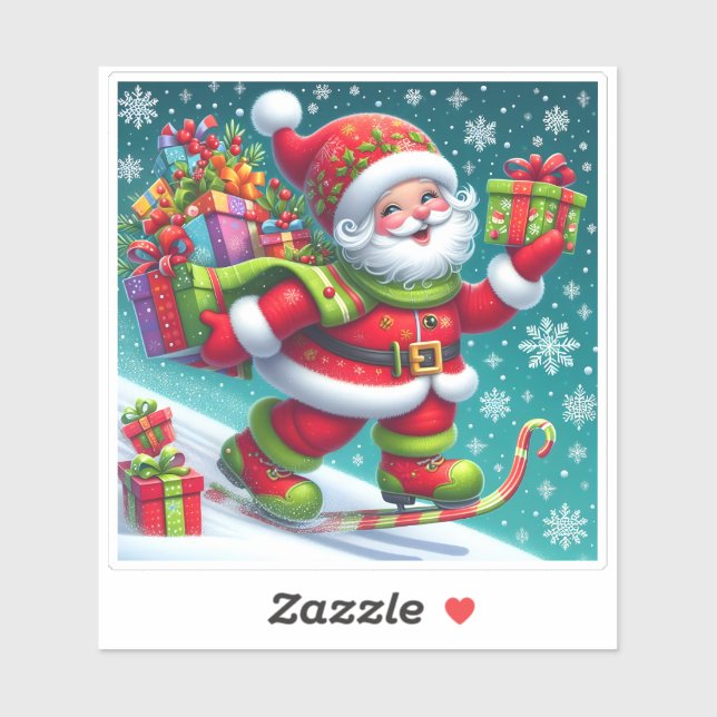 Santa Skiing and Delivering Gifts (Sheet)