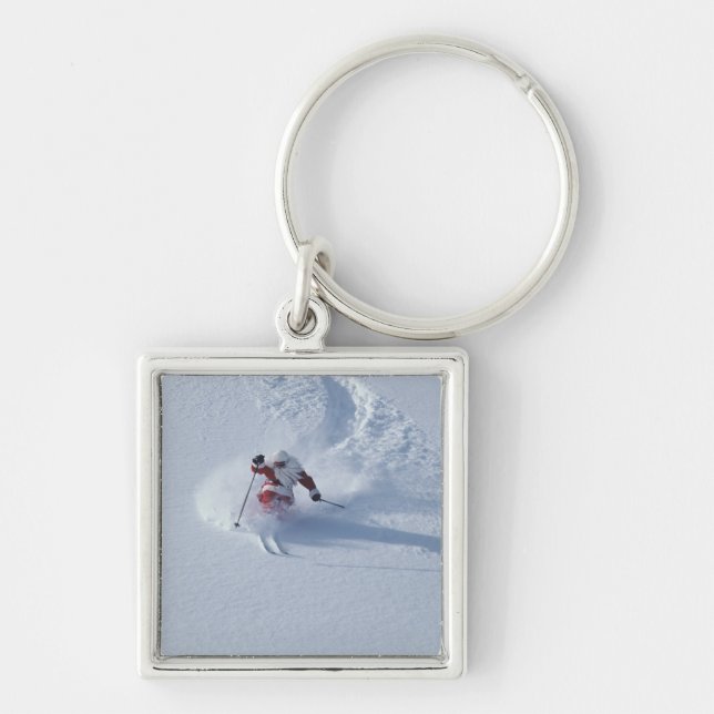 Santa Skiing at Snowbird Ski Resort, Wasatch Key Ring (Front)
