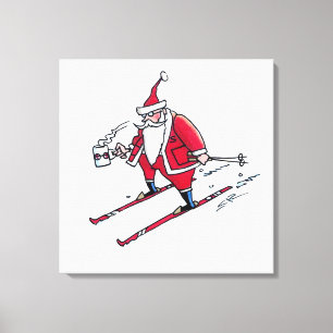 Santa Skiing canvas print
