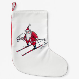 Santa Skiing Christmas stocking small