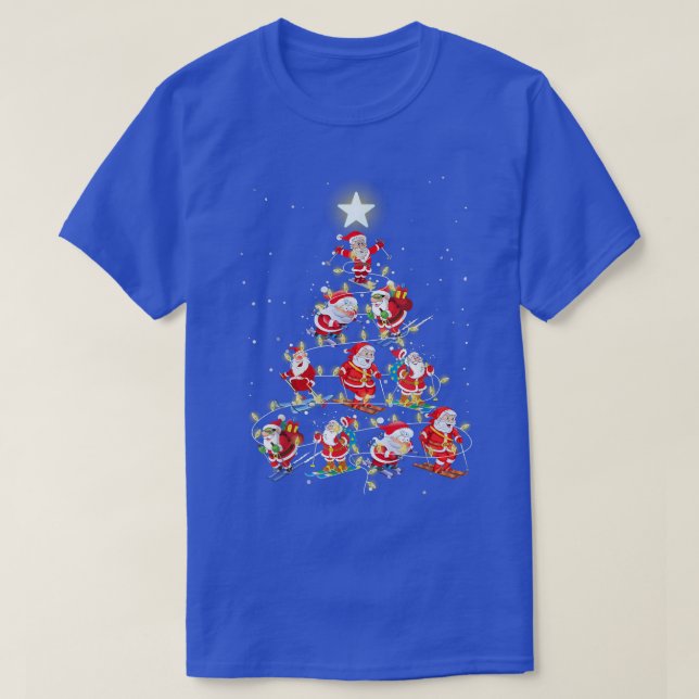 Santa Skiing Christmas Tree Lights Xmas For Men Wo T-Shirt (Design Front)
