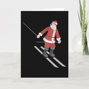 Santa Skiing Christmas Winter Downhill Snow Skiing Card