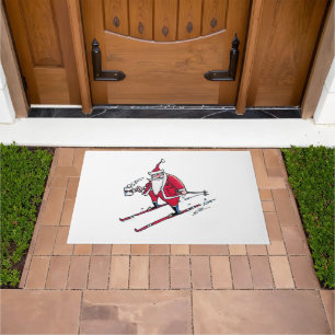Santa Skiing doormat