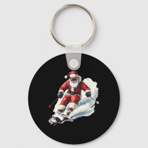 Santa Skiing Funny Christmas Skier Ski Racer Xmas  Key Ring