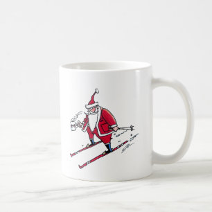 Santa Skiing left hand mug