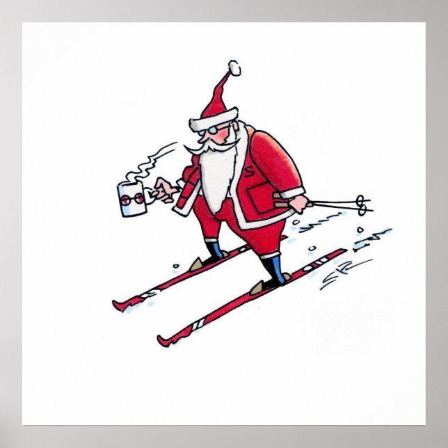 Santa Skiing matte poster (Front)