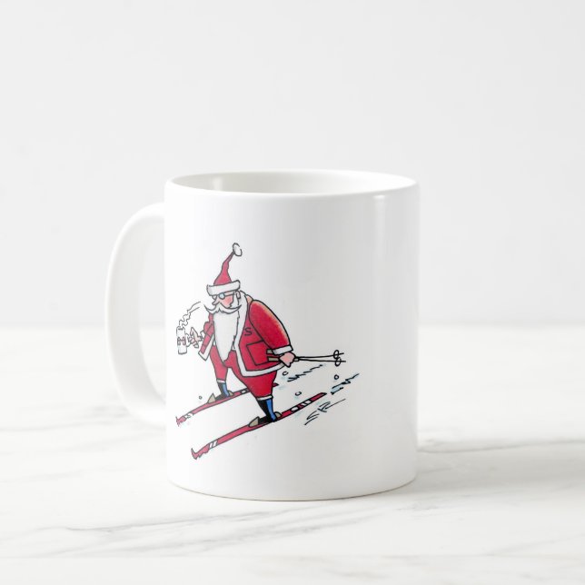Santa Skiing mug (Front Left)