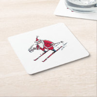 Santa Skiing paper coasters