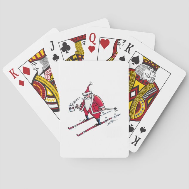 Santa Skiing Poker playing cards (Back)