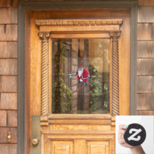 Santa Skiing see through window cling front stick