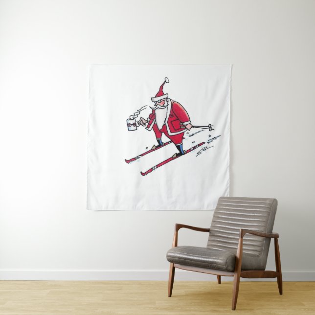 Santa Skiing tapestry (In Situ)