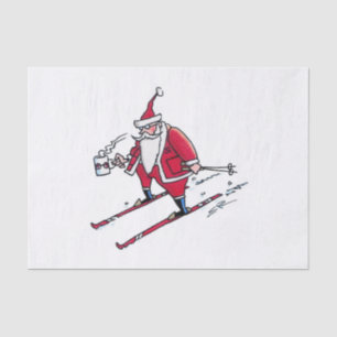 Santa Skiing tissue paper large