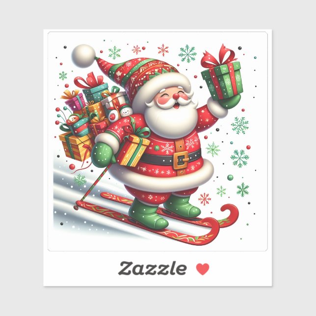 Santa Skiing While Delivering Gifts (Sheet)