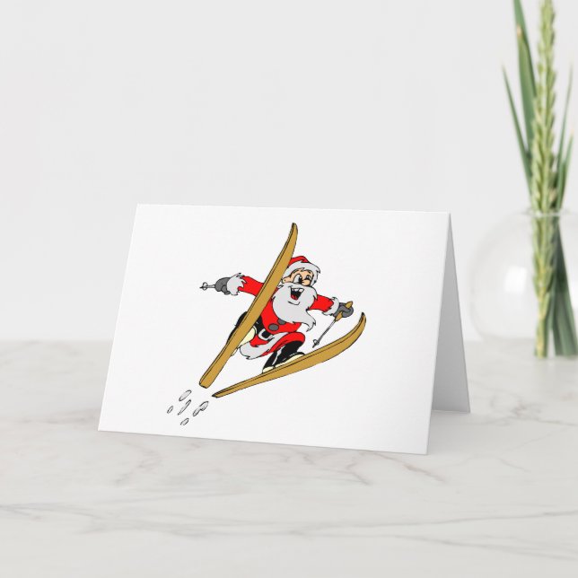 Santa sking holiday card (Front)
