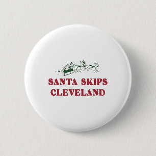 Santa Skips Cleveland Funny Santa Reindeer Xmas Ch 6 Cm Round Badge