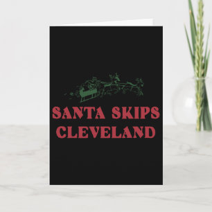 Santa Skips Cleveland Funny Santa Reindeer Xmas Ch Card