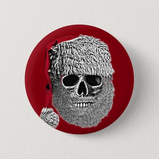 Santa skull 6 cm round badge (Front)