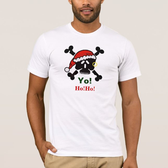 Santa Skull and Cross Bones Christmas T-shirt (Front)
