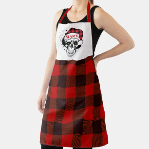Santa Skull and Plaid Apron