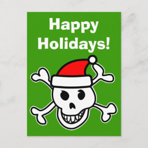 Santa skull Christmas greeting card with greeting